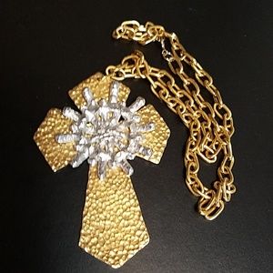 Massive Jomaz 1960's Modernist Cross Necklace